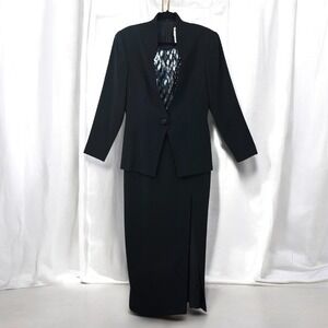 Vintage Daymor Couture Mercedes Ferrera Dress 10 Black Sequin Trim Formal Career